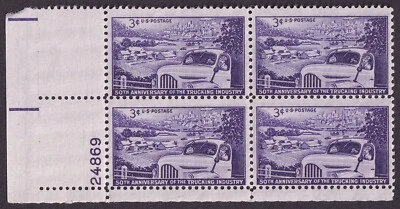 Scott #1025 - Trucking Industry Plate Block of 4 Stamps - MNH - Image 1 of 2
