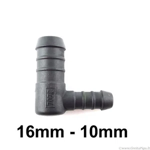 Conector de tubería de manguera de tubo de púas L-Piece de 16 - 10 mm montaje unificador combustible de aire agua - Imagen 1 de 3