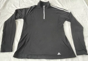 Adidas Golf Pullover Quarter Zip Black Men's Large Three Stripe Mock Neck - Picture 1 of 9