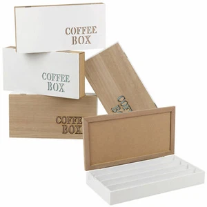Wooden Coffee Capsule Pod Holder Box Kitchen Presentation Retro Style 4 Section - Picture 1 of 7