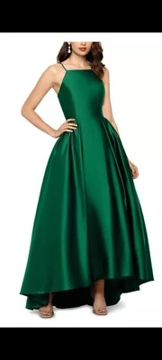 NEW WITH TAGS Betsy & Adam Satin Halter Gown size 10 color: Kelly (runs small) - Image 1 of 3