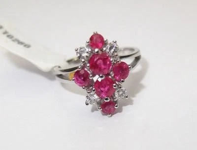 Vintage Rubinring im Jugendstil Weissgoldring Rubine feine Juwelierarbeit 1950/7 - Bild 1 von 3