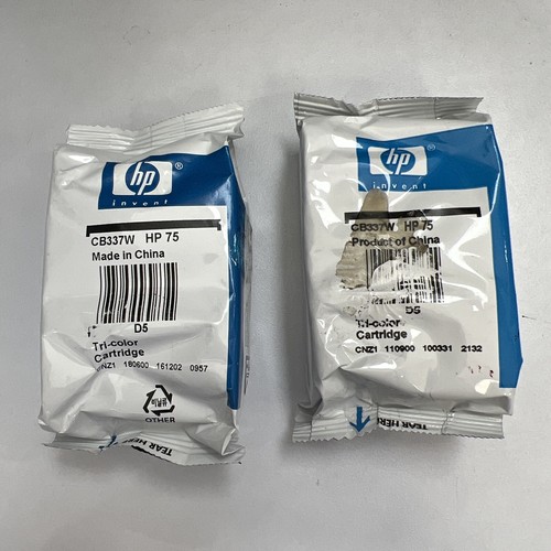 2 Pack Lot HP 75 Color Ink Two Cartridges New Oem CB337WN Bag Sealed ...