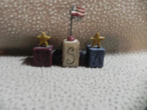 Blossom Bucket USA on Blocks & Stars & American Flag by Suzi* - Picture 1 of 6