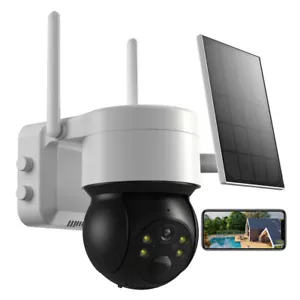 Solar Security Camera Battery Powered Outdoor Wireless WiFi IP CCTV PTZ Camera - Picture 1 of 19