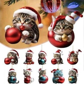 Lot De 12 Pieces Décoration De Sapin Petit Chat D'environs 8 Cm, Neuf - Foto 1 di 1