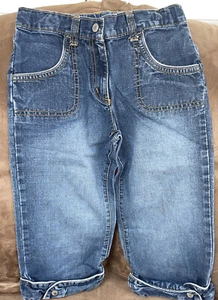 GIRLS GYMBOREE SZ 9 DENIM CAPRIS W/CUFF ADJUSTABLE WAIST SUPER CUTE!! - Picture 1 of 4