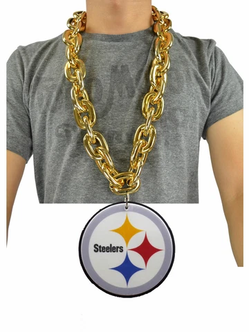New NFL Pittsburgh Steelers Big Fan Chain GOLD Necklace Foam Made in USA Cover