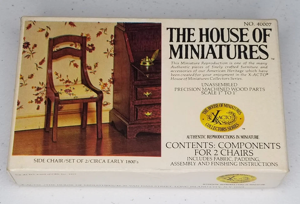 Vintage The House of Miniatures X-ACTO Components for 2 Chairs 1977 40007