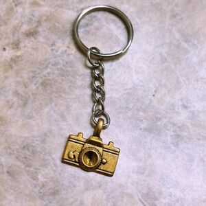 gold bronze camera photography charm keychain handmade