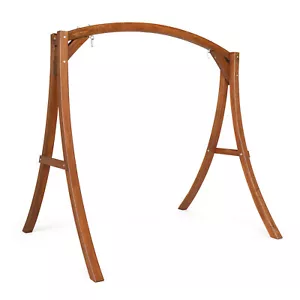 660 lbs Patio Wooden Porch Swing Stand Easy Assembly 80 x 56 x 73 in, Pine Wood - Picture 1 of 9