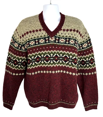 Vtg Abercrombie & Fitch Nordic Fair Isle Sweater Mens Size XL Wool V Neck Ski - Image 1 of 4