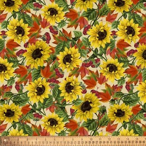 David Textiles, Inc. Harvest Sunflower 100% Cotton Precut Bundle FQ 18"x21" - Picture 1 of 1