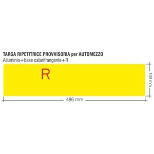 TARGA PROVVISORIA RIPETITRICE AUTOMEZZO GIALLA MISURE REGOLAMENTARI RIFRANGENTE - Foto 1 di 1