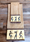 Kokopelli Bath & Hand Towels Tan Embroidered Suede Native Southwest by Avanti