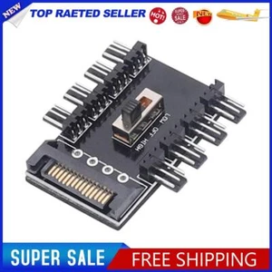 Splitter Cooling Fan Hub PC SATA 1 to 8 3Pin 12V Power Socket PCB Adapter - Photo 1/3