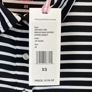 Vineyard Vines VV Sankaty Midi Margo Hemdkleid gestreift tiefschwarz Größe XS 158 $ - Bild 1 von 7
