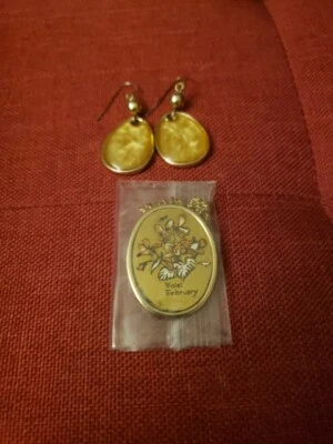 Juego de collar y pendientes violeta dorado Foto 1 de 4