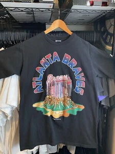 Vintage 90s Atlanta Braves Shirt Sz Med. Starter 1994 Baseball MLB Crazy Graphic - Picture 1 of 7