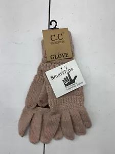 C.C Women's Fleece Lining Knitted Color Gloves with Touch Screen Smart Tips - Picture 1 of 2