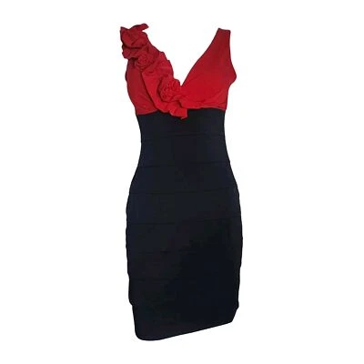 Vestido pulóver ENFOCUS STUDIO rojo negro sin mangas en capas para mujer talla 4 Foto 1 de 4