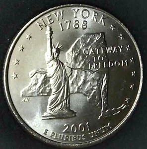 2001-D 25C State Quarter New York BU CLAD 20ul0228-2 - Picture 1 of 2