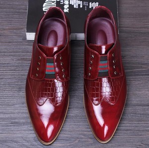 Mens Pointy Toe Brogue PU Leather Slip on Dress Formal Wedding Business Shoes