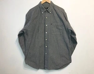 POLO RALPH LAUREN HEAVY COTTON BUTTON UP MENS LARGE BLACK PLAID POLO JEANS CO - Picture 1 of 12