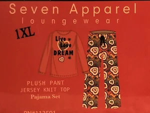 Seven Apparel Loungewear Micro Fleece Pant Jersey Knit Top Set NWT XL Womans - Picture 1 of 2