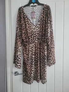 Boohoo Animal Print Mini Dress Size 18 - Picture 1 of 1