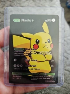 Pikachu Black Foil Fan Art Vinyl Collector Pokemon Card HP950 Thunderbolt - Picture 1 of 5