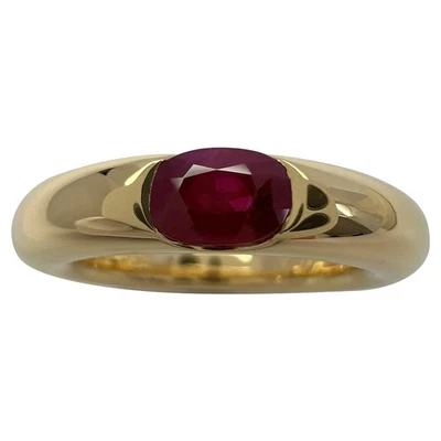 Vintage Cartier Vivid Red Ruby Ellipse 18k Yellow Gold Oval Cut Solitaire Ring 7 — 第 1/4 张图片