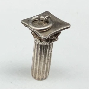 Vintage .800 Silver Ancient Greek Iconic Order Column Pillar Pendant Charm 3.6g - Picture 1 of 11