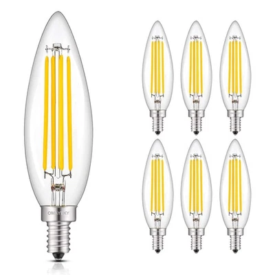 8W Dimmable Lengthened LED Candelabra Bulb 2700K Warm White, 80W Equivalent 8... - Image 1 of 4