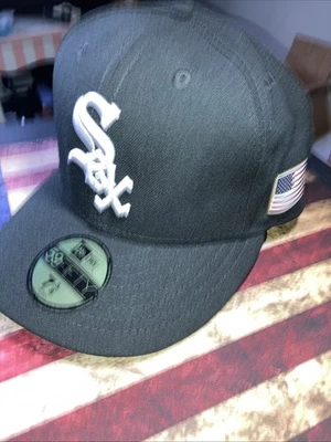Chicago White Sox New Era 59fifty Fitted Hat Cap USA Flag Patch 7 5/8 New - Image 1 of 4