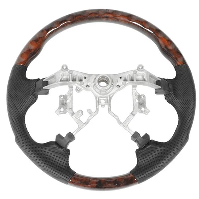 2008 Mahogany Grain Hydro Dip Steering Wheel Perforated Leather Round Bottom - Image 1 of 4
