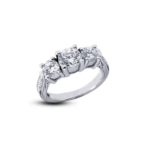 2.16ct F-VS2 Round Natural Certified Diamonds 14k  Vintage Style Engagement Ring - Picture 1 of 3