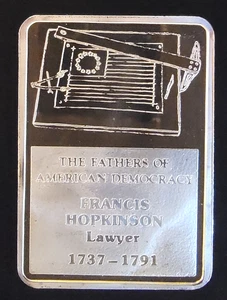 Fathers Of American Democracy Francis Hopkinson getönt - 0,999 Silber 1 Oz Kunstbarren - Bild 1 von 5