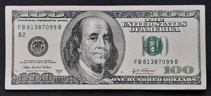 2003 А One Hundred $100 Dollar Bill Federal Reserve Note Series - Picture 1 of 2