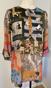 Camicia Johnny Was Vera tunica multicolore design asiatico manica 3/4 taglia XS nuova con etichette - Foto 1 di 11