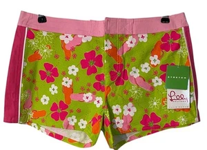 VTG Lilly Pulitzer Neon Floral Flip Flop Stretch Retro Board Short Hot Pant 8 - Picture 1 of 12