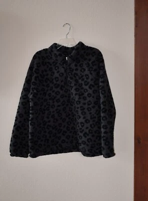 Chaqueta Dittos Para Mujer Gris Leopardo Cuarto Cremallera Polar Pull Over Talla XL Foto 1 de 4