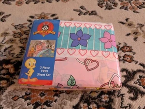 Vintage Tweety Looney Tunes 3 Piece Twin Sheet Set by The Bibb Company 1994 NOS - Bild 1 von 2