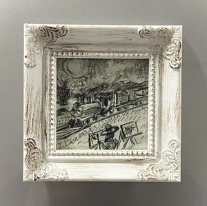 Original Van Gogh Plein Air RRoad Miniature Art Drawing Framed COA Signed. Offer - Picture 1 of 12