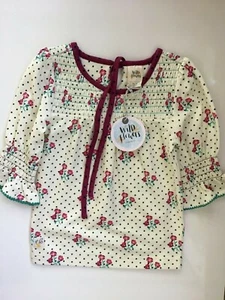 NWT Wild flowers clothing Co girls 4 cream red floral long sleeve top  - Picture 1 of 3