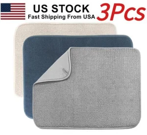 3Pack Dish Drying Mat,Absorbent Microfiber Dishes Drainer Mats for Kitchen - Picture 1 of 6