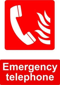 Notruftelefon rot Feuerbeschilderung Acryl Vinyl Schild Aufkleber Hinweis Sicherheit - Bild 1 von 1