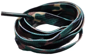 Pair Green Camouflage Army Camo Print Flat Shoe Laces Boot Lace Trainers 120cm - Picture 1 of 4