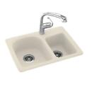 Double Bowl Kitchen Sink Drop-In/Undermount 60/40 Impact Resistant 1-Hole Bone