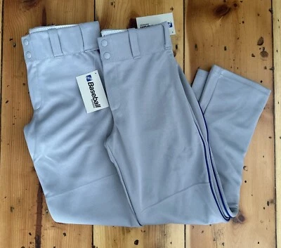 Lot Of 2~BASEBALL EXPRESS Youth Size L Light Grey Royal Blue Piping Long Pants - Image 1 of 4